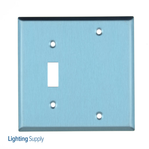 Leviton 2-Gang 1-Toggle 1-Blank Device Combination Wall Plate Standard Size 302 Stainless Steel Strap Mount (84006-40)