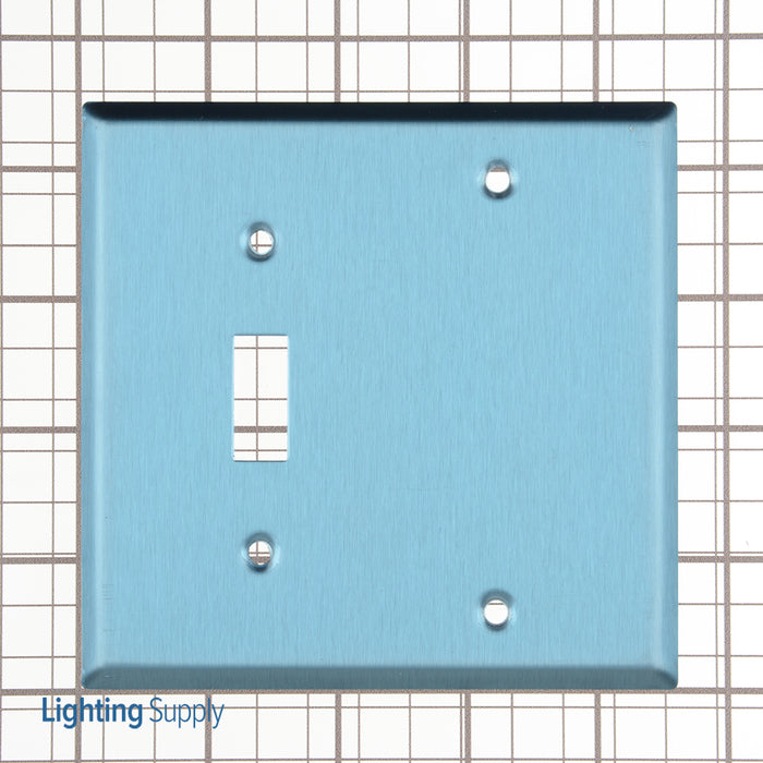 Leviton 2-Gang 1-Toggle 1-Blank Device Combination Wall Plate Standard Size 302 Stainless Steel Strap Mount (84006-40)