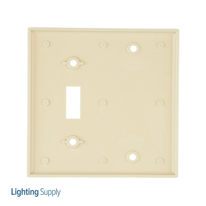Leviton 2-Gang 1-Toggle 1-Blank Device Combination Wall Plate Standard Size Thermoset Box Mount Ivory (86006)