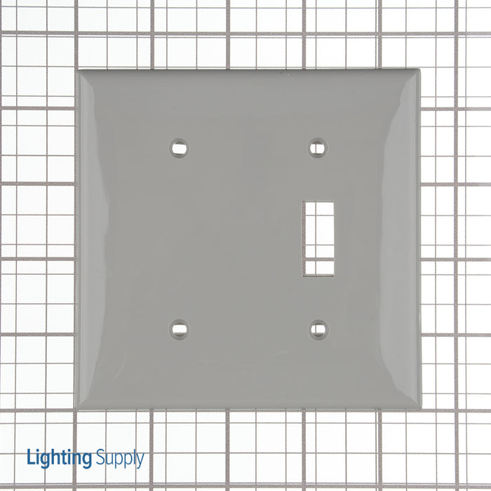 Leviton 2-Gang 1-Toggle 1-Blank Device Combination Wall Plate/Faceplate Standard Size Thermoplastic Nylon Box Mount Gray (80706-GY)