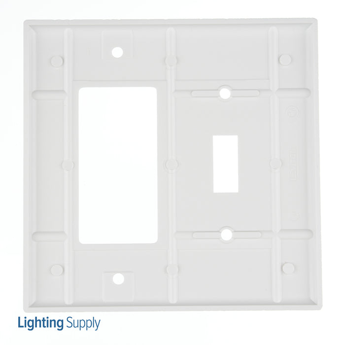 Leviton 2-Gang 1-Toggle 1-Decora/GFCI Device Combination Wall Plate Midway Size Thermoset Device Mount White (80605-W)