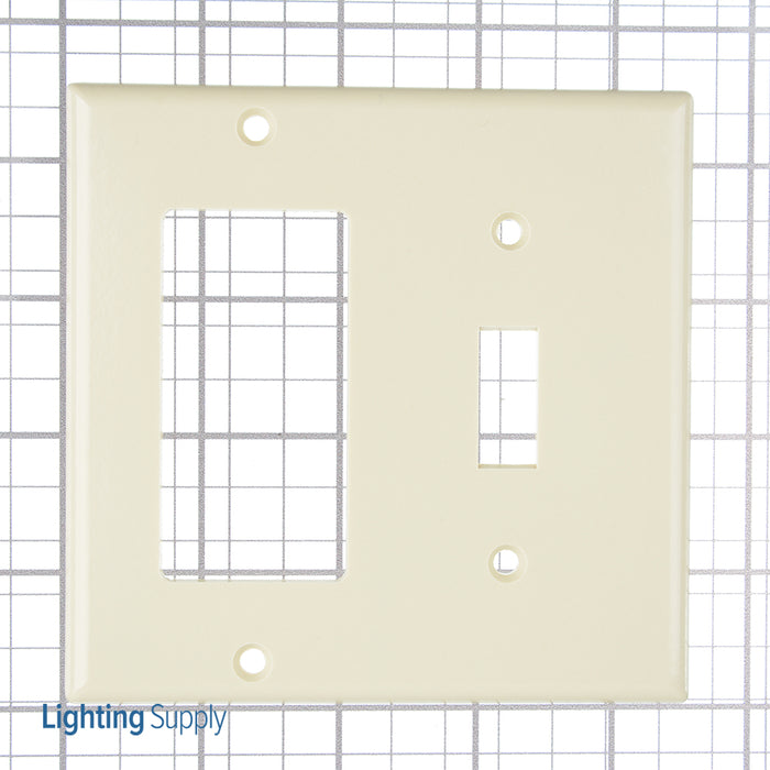 Leviton 2-Gang 1-Toggle 1-Decora/GFCI Device Combination Wall Plate Standard Size Thermoset Device Mount Ivory (80405-I)