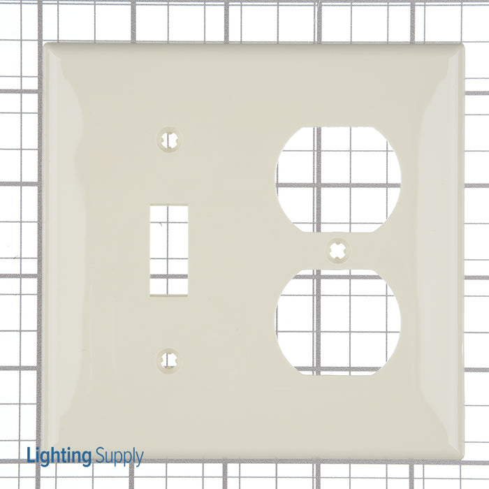 Leviton 2-Gang 1-Toggle 1-Duplex Device Combination Wall Plate Standard Size Thermoplastic Nylon Device Mount Light Almond (80705-T)