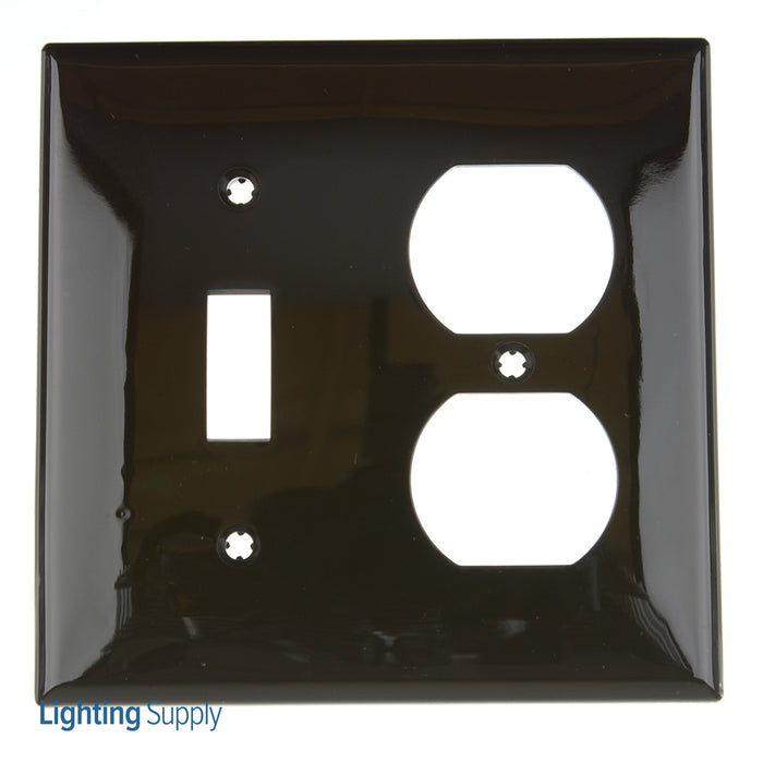 Leviton 2-Gang 1-Toggle 1-Duplex Device Combination Wall Plate Standard Size Thermoplastic Nylon Device Mount Brown (80705)