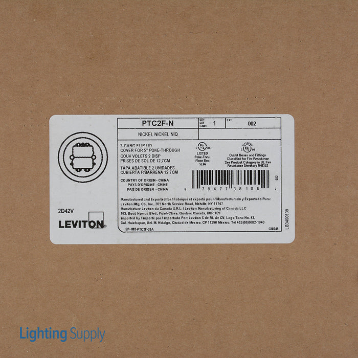 Leviton 2-Gang Decora Flip Lid Floor Cover Nickel (PTC2F-N)