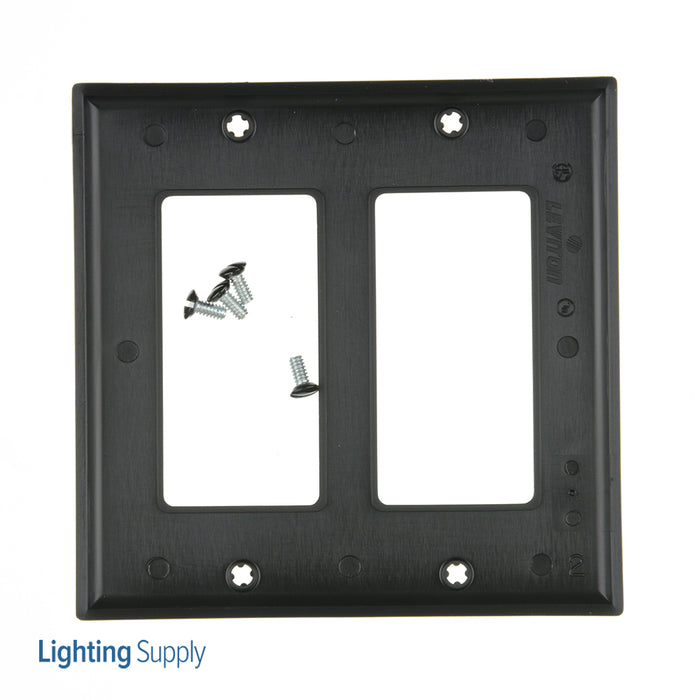 Leviton 2-Gang Decora/GFCI Device Decora Wall Plate/Faceplate Standard Size Thermoplastic Nylon Device Mount Black (80409-NE)