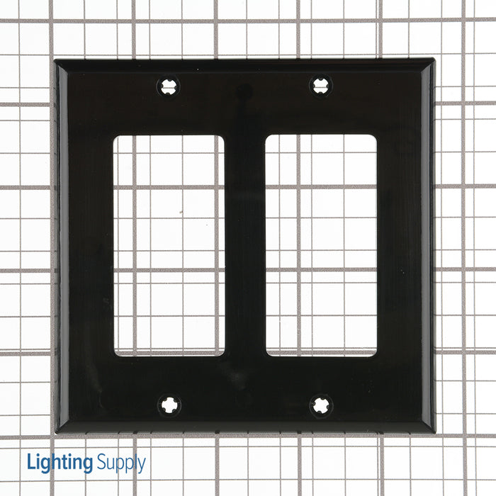 Leviton 2-Gang Decora/GFCI Device Decora Wall Plate/Faceplate Standard Size Thermoplastic Nylon Device Mount Black (80409-NE)