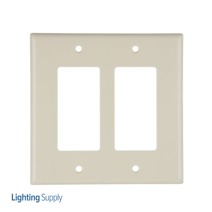 Leviton 2-Gang Decora/GFCI Device Decora Wall Plate/Faceplate Midway Size Thermoset Device Mount Light Almond (80609-T)