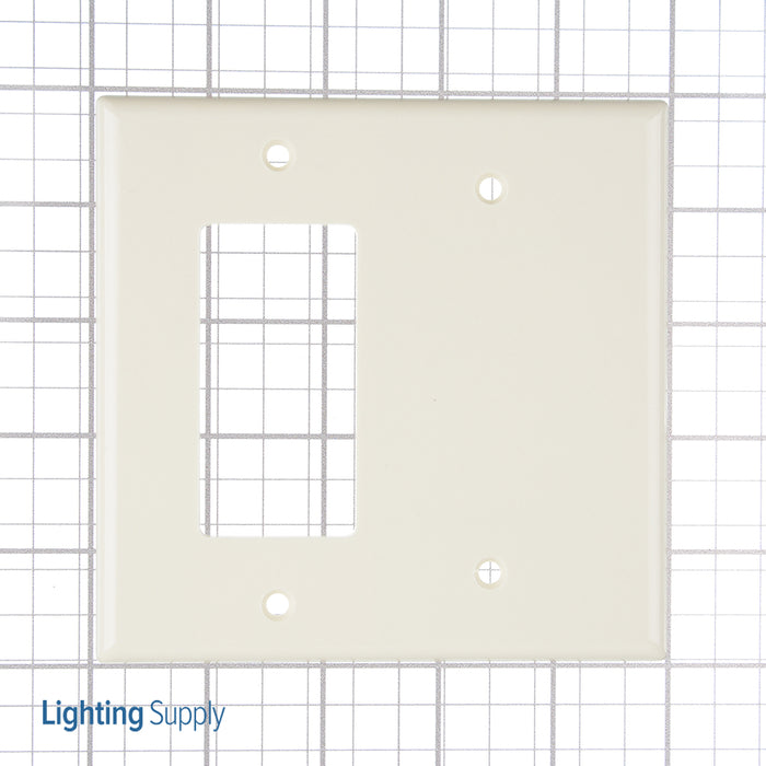 Leviton 2-Gang Midway Size Wall Plate 1-Blank 1-Decora Light Almond (80608-T)