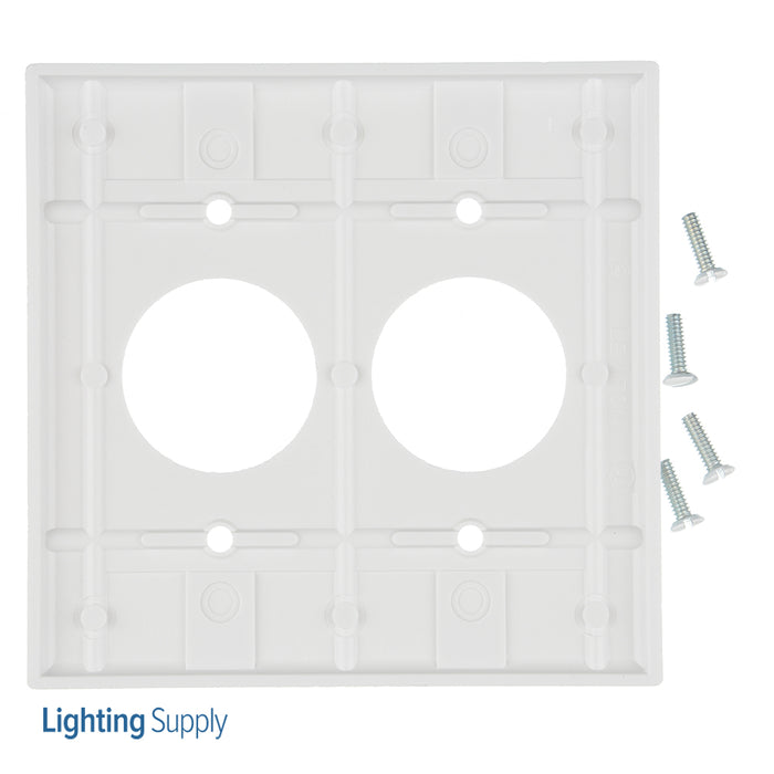 Leviton 2-Gang Single 1.406 Inch Hole Device Receptacle Wall Plate Standard Size Thermoset Device Mount White (88052)