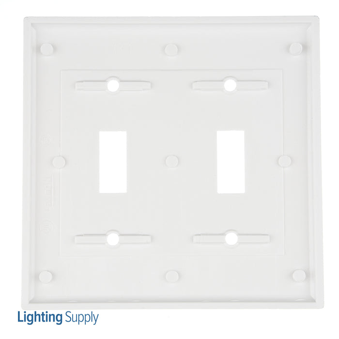 Leviton 2-Gang Toggle Device Switch Wall Plate Standard Size Thermoset Device Mount White (88009)