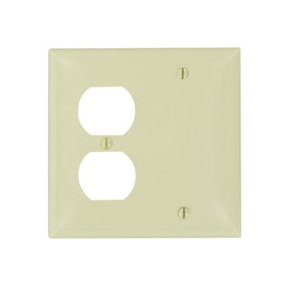 Leviton 2-Gang 1-Duplex 1-Blank Device Combination Wall Plate Standard Size Thermoplastic Nylon Box Mount Ivory (N138-I)