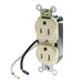Leviton Duplex Receptacle Outlet Commercial Spec Grade Smooth Face 15 Amp 125V Pre-Wired Leads (Hot And Neutral) Ivory (5040-CI)