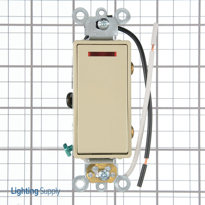 Leviton 20 Amp 120V Decora Plus Rocker Pilot Light Illuminated On Requires Neutral 3-Way AC Quiet Switch Commercial Spec Grade Ivory (5638-2I)