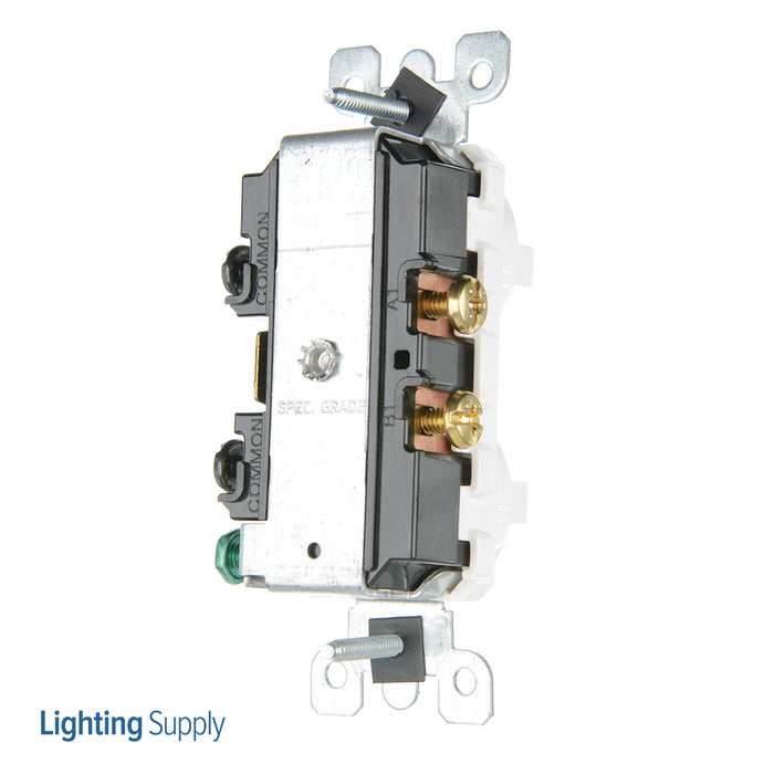 Leviton 20 Amp 120V Duplex Style Single-Pole/Neon Pilot AC Combination Switch Commercial Grade Non-Grounding Side Wired Ivory (5336-I)