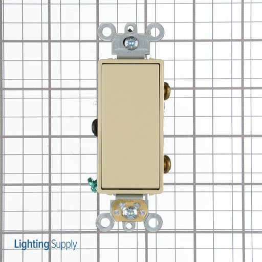 Leviton 20 Amp 120/277V Decora Plus Rocker 3-Way AC Quiet Switch Commercial Spec Grade Self Grounding Back And Side Wired Ivory (5623-2I)