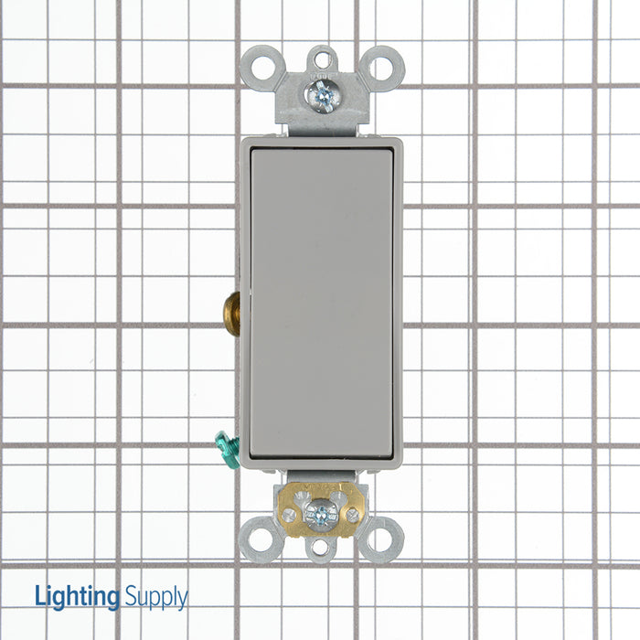 Leviton 20 Amp 120/277V Decora Plus Rocker Single-Pole AC Quiet Switch Commercial Spec Grade Self Grounding Back And Side Wire Gray (5621-2GY)