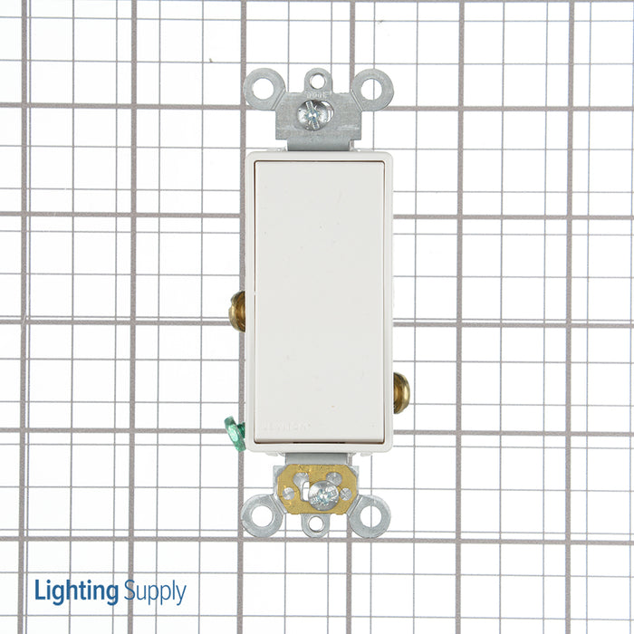 Leviton 20 Amp 120/277V Decora Plus Rocker Single-Pole AC Quiet Switch Commercial Spec Grade Self Grounding Back And Side Wire White (5621-2W)