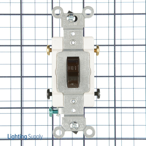 Leviton 20 Amp 120/277V Toggle Double-Pole AC Quiet Switch Commercial Spec Grade Grounding Side Wired Brown (CS220-2)