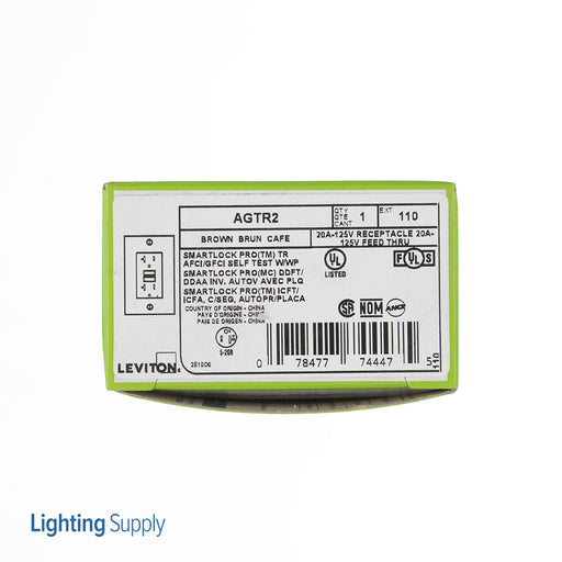 Leviton 20 Amp 125V Dual Function AFCI/GFCI Receptacle 20 Amp Feed-Through Tamper-Resistant Monochromatic Back And Side Wire Brown (AGTR2)