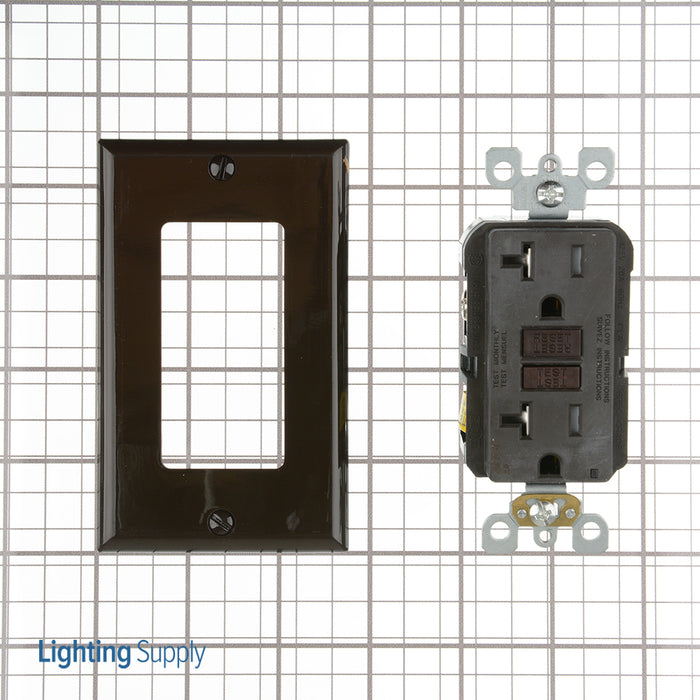 Leviton 20 Amp 125V Dual Function AFCI/GFCI Receptacle 20 Amp Feed-Through Tamper-Resistant Monochromatic Back And Side Wire Brown (AGTR2)