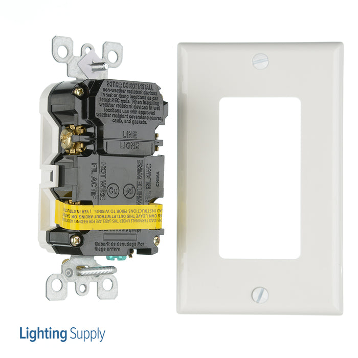 Leviton 20 Amp 125V Dual Function AFCI/GFCI Receptacle 20 Amp Feed-Through Tamper-Resistant Monochromatic Back And Side Wire White (AGTR2-W)