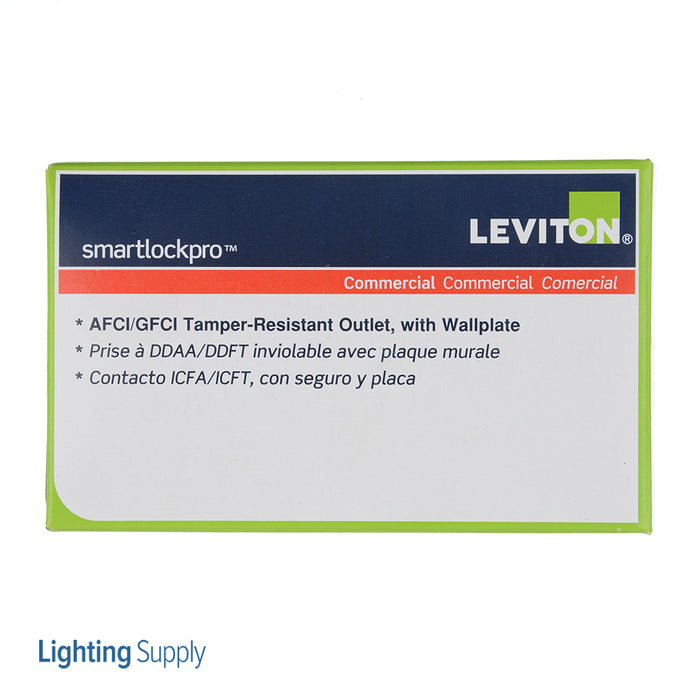 Leviton 20 Amp 125V Dual Function AFCI/GFCI Receptacle 20 Amp Feed-Through Tamper-Resistant Monochromatic Back And Side Wire White (AGTR2-W)