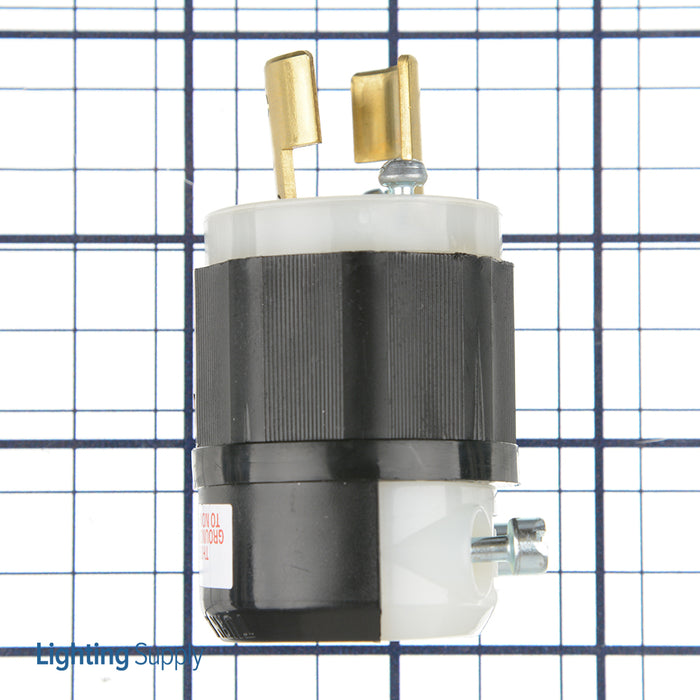 Leviton 20 Amp 250V NEMA L2-20P 2P 2W Plug Locking Blade Industrial Grade Non-Grounding Black-White (7102-C)