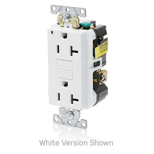 Leviton SmartlockPro Self-Test GFCI Duplex Receptacle Outlet Extra Heavy-Duty Industrial Spec Grady 20A 125V Back Or Side Wire Black (G5362-E)