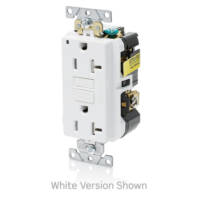 Leviton SmartlockPro Self-Test GFCI Duplex Receptacle Outlet Extra Heavy-Duty Industrial Spec Grady 20A 125V Back Or Side Wire Brown (G5362)