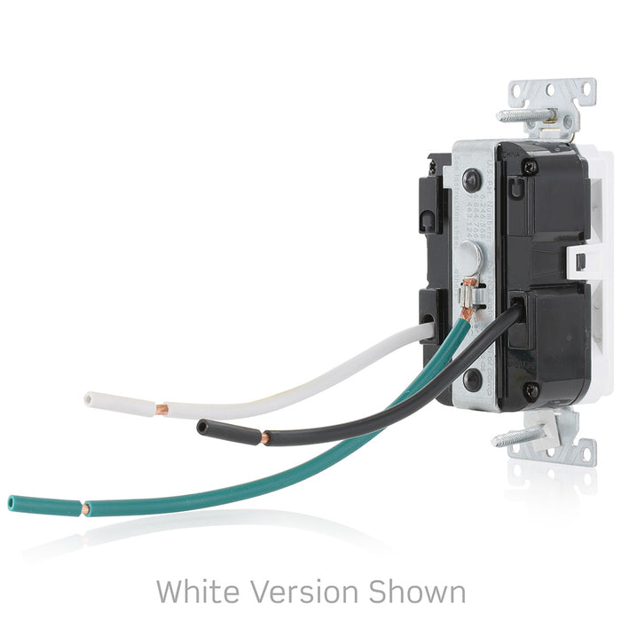 Leviton 20A 125V Self-Test Leaded Tamper-Resistant GFCI Duplex Receptacle Outlet White (GFTR2-3LW)