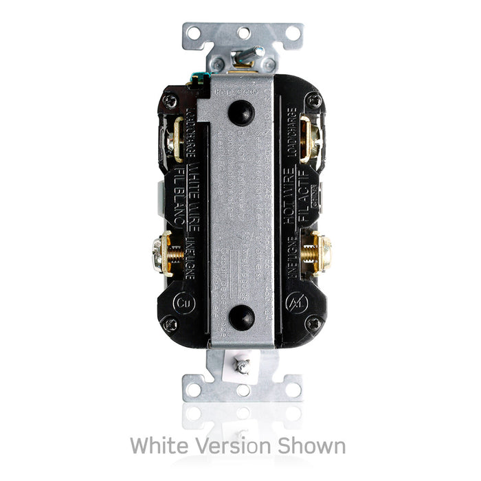 Leviton 20A 125V Self-Test Tamper-Resistant Industrial Grade GFCI Duplex Receptacle Outlet White (G5362-TW)