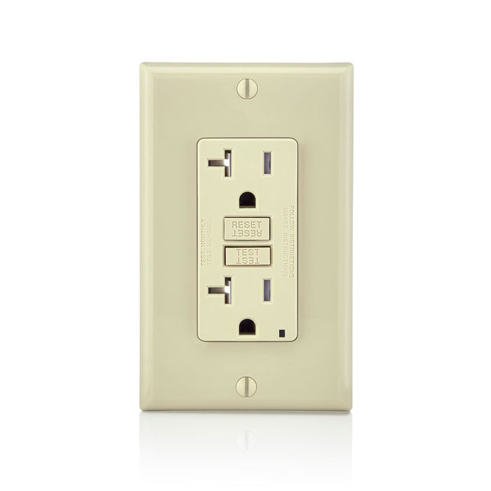 Leviton 20 Amp 125V Receptacle/Outlet 20 Amp Feed-Through Tamper-Resistant Self-Test SmartlockPro Slim GFCI Monochromatic Ivory (GFTR2-I)