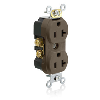 Leviton Duplex Receptacle Outlet Commercial Spec Grade Tamper-Resistant Smooth Face 20 Amp 125V Back Or Side Wire Brown (TBR20)