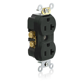 Leviton Duplex Receptacle Outlet Commercial Spec Grade Tamper-Resistant Smooth Face 20 Amp 125V Back Or Side Wire Black (TBR20-E)