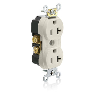 Leviton Duplex Receptacle Outlet Commercial Spec Grade Tamper-Resistant Smooth Face 20 Amp 125V Back Or Side Wire Light Almond (TBR20-T)