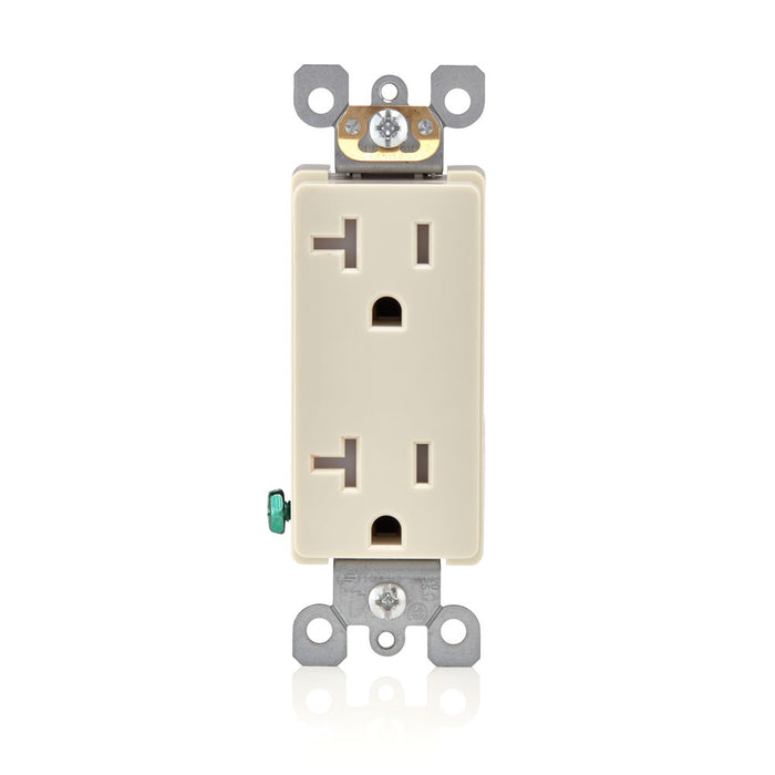 Leviton Ultrasonically Welded 20A Tamper-Resistant Decora Duplex Receptacle/Outlet Residential Grade NEMA 5-20R Side Wired Only (T5825-T)