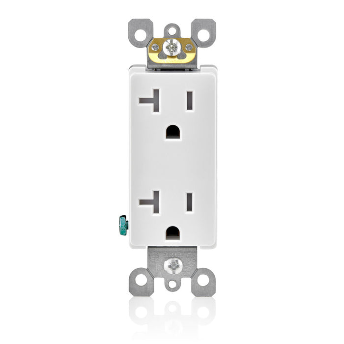 Leviton Ultrasonically Welded 20A Tamper-Resistant Decora Duplex Receptacle/Outlet Residential Grade NEMA 5-20R Side Wired Only (T5825-W)