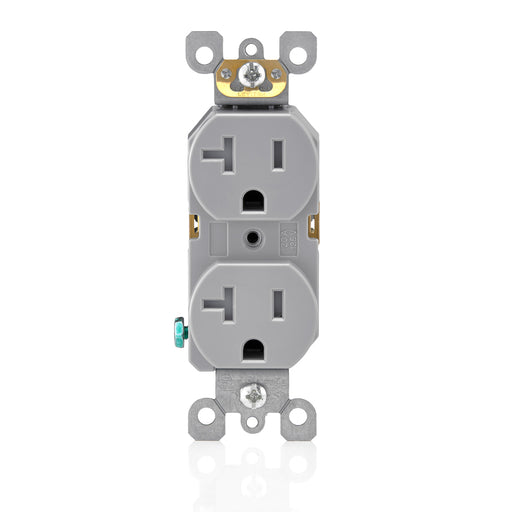 Leviton 20A 125V NEMA 5-20R 2P 3W Tamper-Resistant Duplex Receptacle Straight Blade Residential Grade Self Grounding Side Wired Gray (T5820-GY)