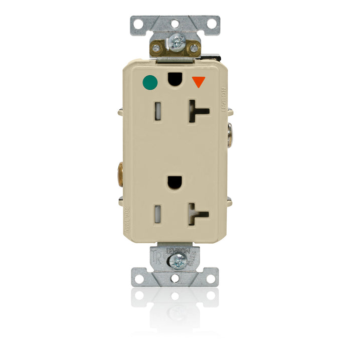 Leviton Decora Plus Isolated Ground Duplex Receptacle Outlet Heavy-Duty Hospital Grade Tamper-Resistant Smooth Face 20 Amp 125V Ivory (DT830-IGI)