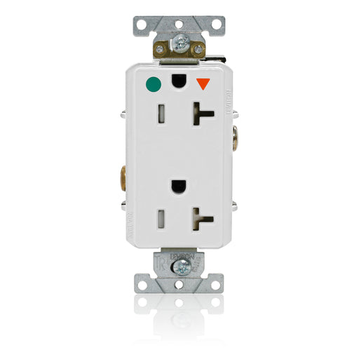 Leviton Decora Plus Isolated Ground Duplex Receptacle Outlet Heavy-Duty Hospital Grade Tamper-Resistant Smooth Face 20 Amp 125V White (DT830-IGW)