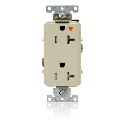 Leviton Decora Plus Isolated Ground Duplex Receptacle Outlet Heavy-Duty Industrial Spec Grade Tamper-Resistant 20A 125V Back Or Side Wire Ivory (T1636-IGI)