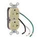 Leviton Duplex Receptacle Outlet Heavy-Duty Industrial Spec Grade Smooth Face 20 Amp 125V Pre-Wired Leads NEMA 5-20R Ivory (5362-LI)