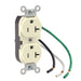 Leviton Duplex Receptacle Outlet Heavy-Duty Industrial Spec Grade Smooth Face 20 Amp 125V Pre-Wired Leads NEMA 5-20R Light Almond (5362-LT)
