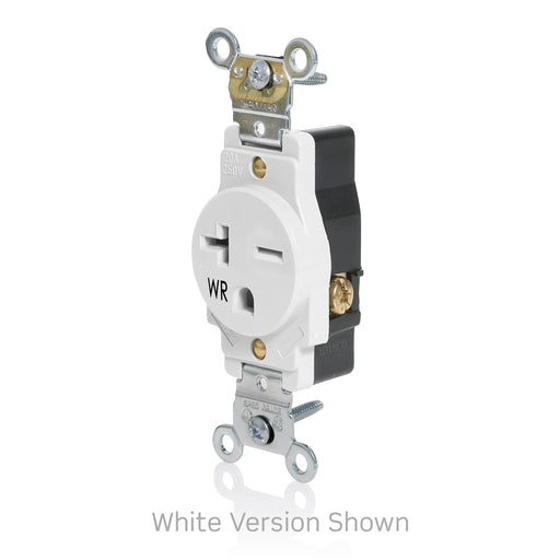 Leviton 20A 250V Weather-Resistant Single Receptacle Outlet Back Or Side Wire Black (W5461-E)