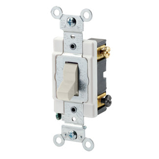 Leviton 20 Amp 120/277V Toggle Double-Pole AC Quiet Switch Commercial Spec Grade Grounding Back And Side Wired Light Almond (CSB2-20T)