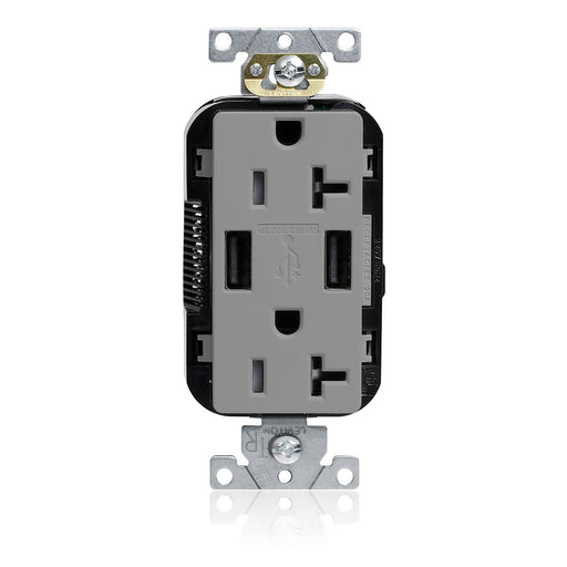 Leviton 20A Lev-Lok USB Tamper-Resistant Outlet Type A-A Gray (M58AA-GY)