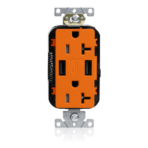 Leviton 20A Lev-Lok USB Tamper-Resistant Outlet Type A-A Orange (M58AA-O)