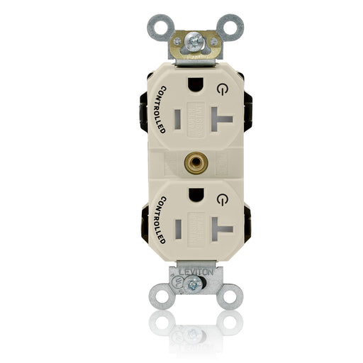 Leviton Lev-Lok Duplex Receptacle Outlet Heavy-Duty Industrial Spec Grade Two Outlets Marked Controlled Tamper-Resistant 20 Amp 125V Light Almond (MT563-2ST)