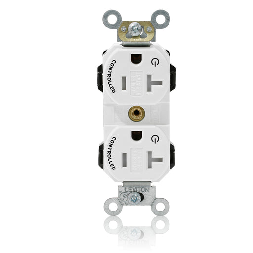 Leviton Lev-Lok Duplex Receptacle Outlet Heavy-Duty Industrial Spec Grade Two Outlets Marked Controlled Tamper-Resistant 20 Amp 125V White (MT563-2SW)
